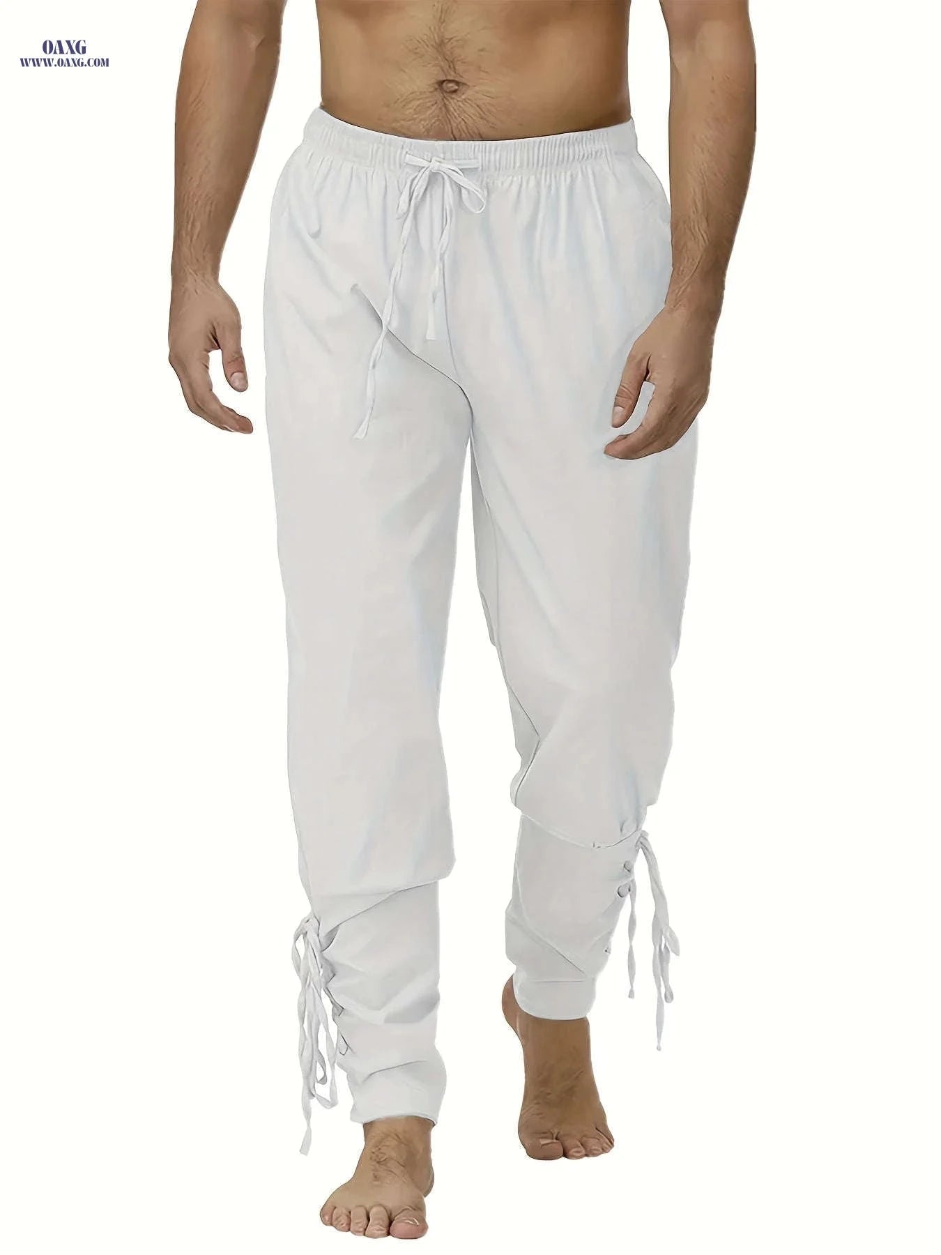 Men's Medieval Pirate Pants - Drawstring Waist, Brown - Sizes M-XXXL   OAXG 