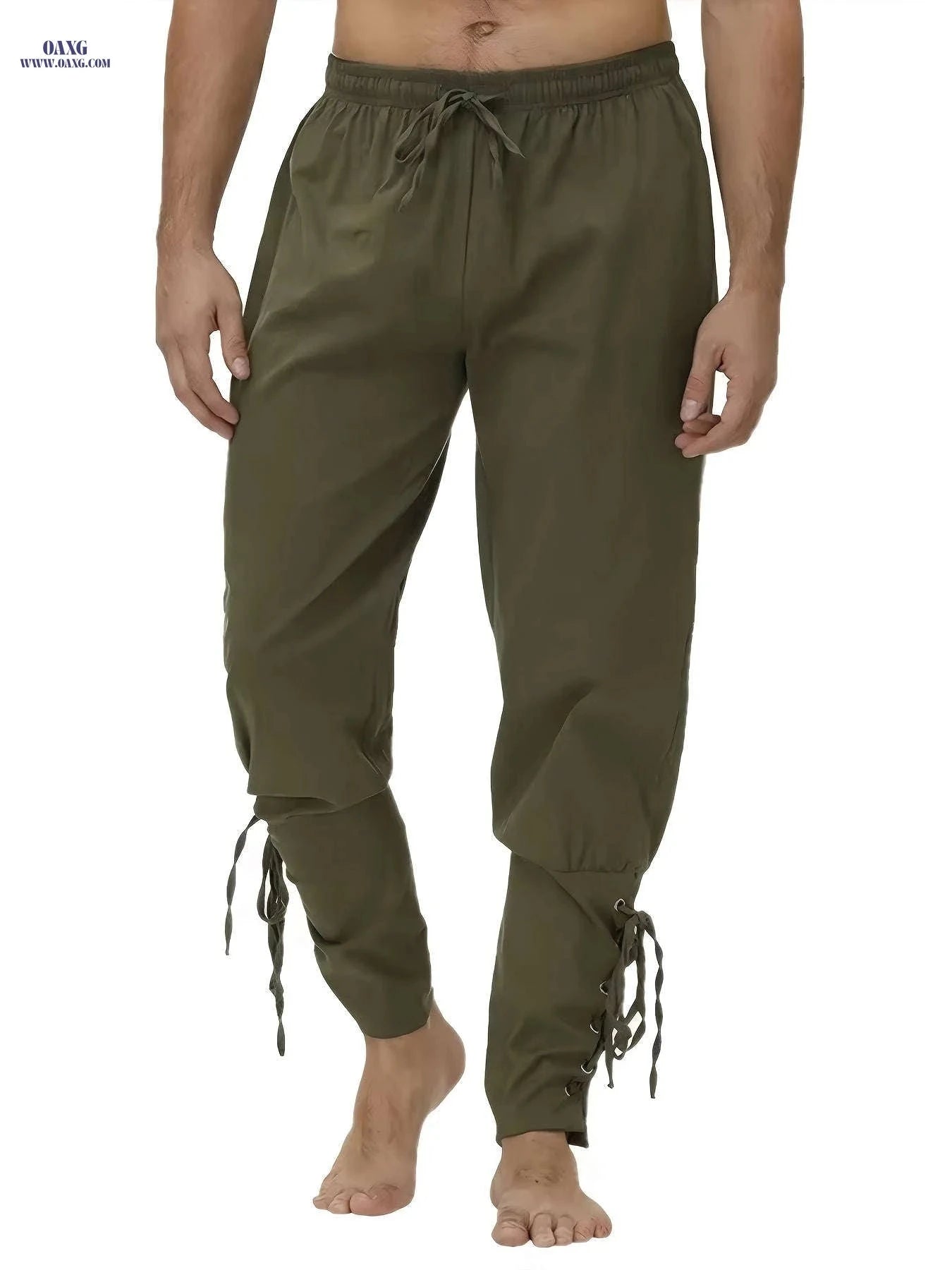 Men's Medieval Pirate Pants - Drawstring Waist, Brown - Sizes M-XXXL   OAXG 
