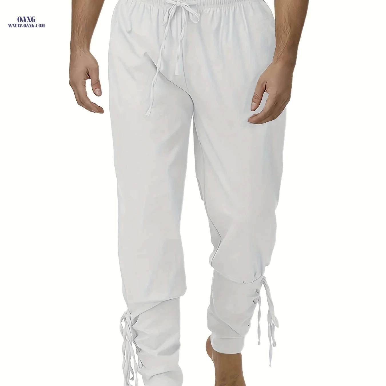 Men's Medieval Pirate Pants - Drawstring Waist, Brown - Sizes M-XXXL   OAXG 