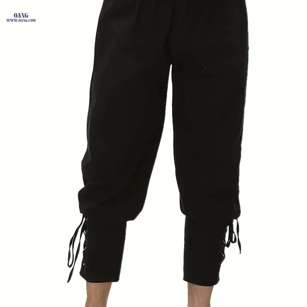 Men's Medieval Pirate Pants - Drawstring Waist, Brown - Sizes M-XXXL   OAXG 