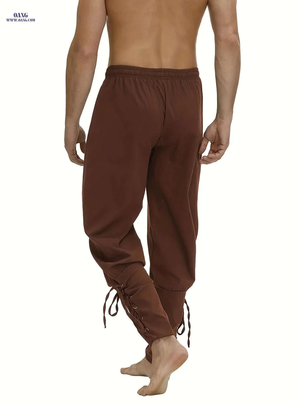 Men's Medieval Pirate Pants - Drawstring Waist, Brown - Sizes M-XXXL   OAXG 