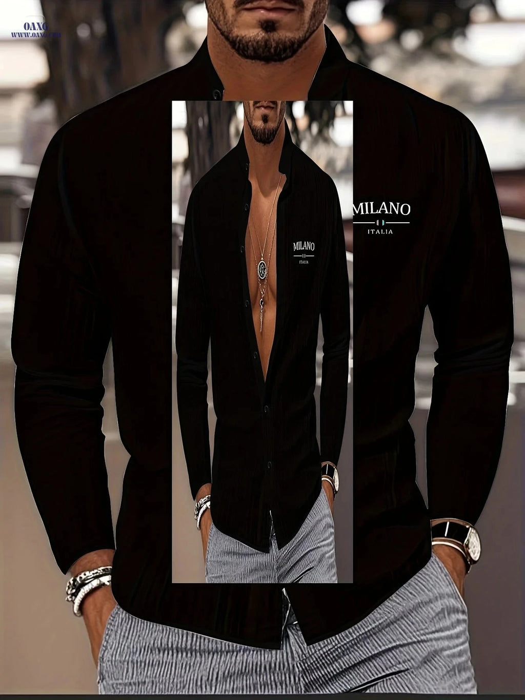 Men's Milan Italian Print Shirt - Lightweight, Breathable Casual Top   OAXG White / FR S