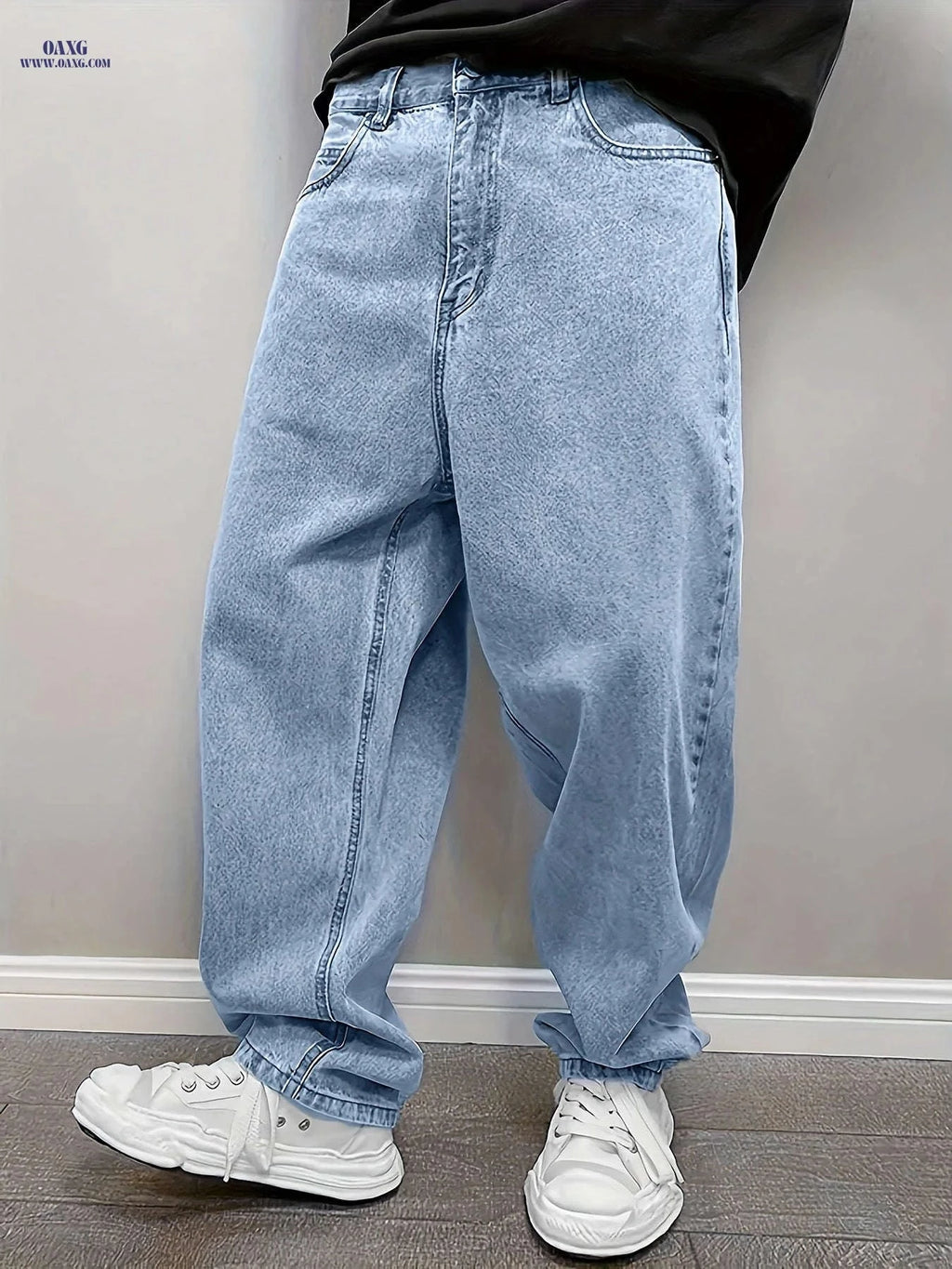 Men’s Minimalist Solid Color Rayon Pants - Loose & Versatile Style   OAXG Sky Blue / FR S
