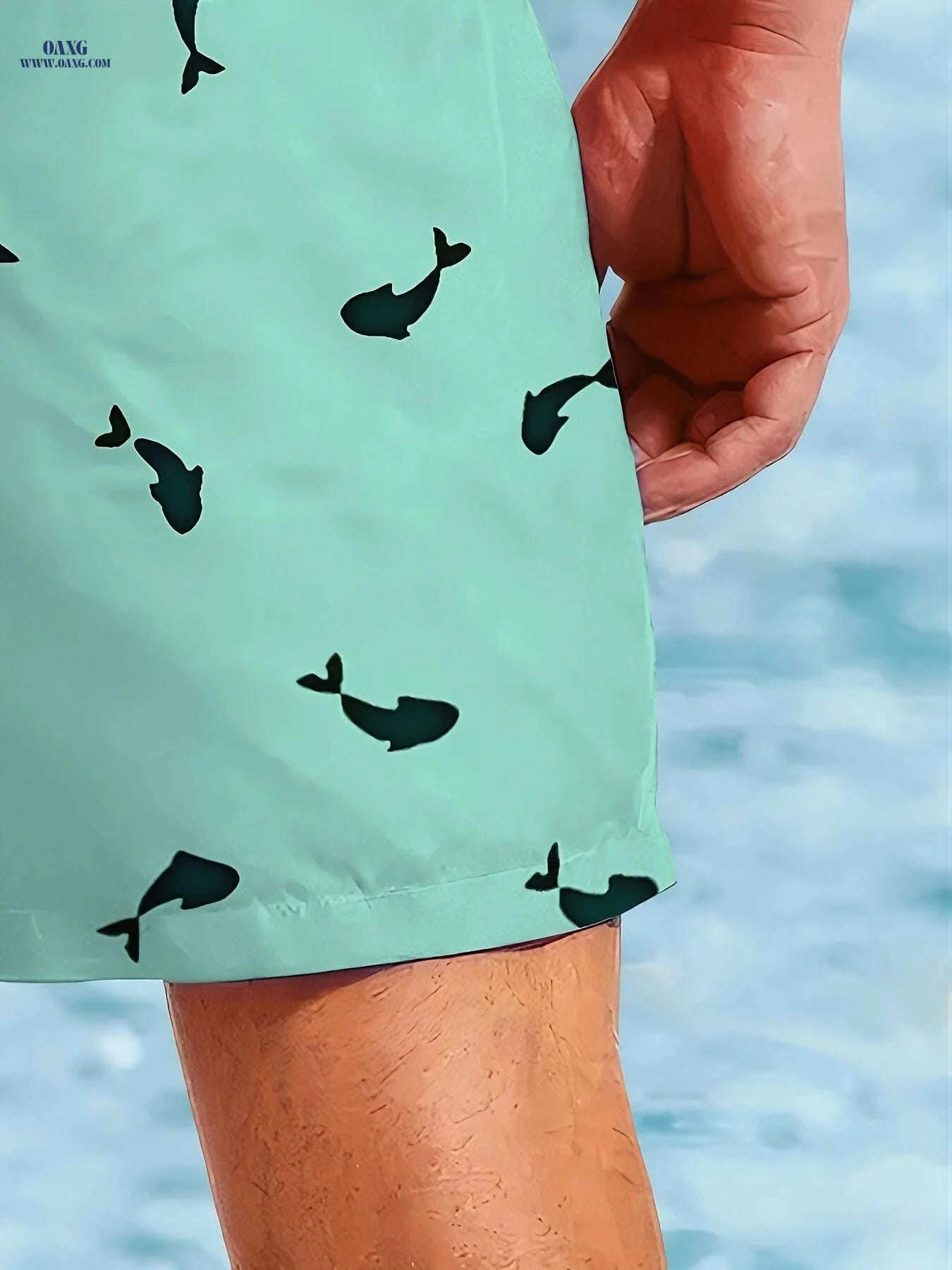 Men's Mint Green Swim Shorts - Quick-Dry, Adjustable Drawstring   OAXG Mixed Color / S