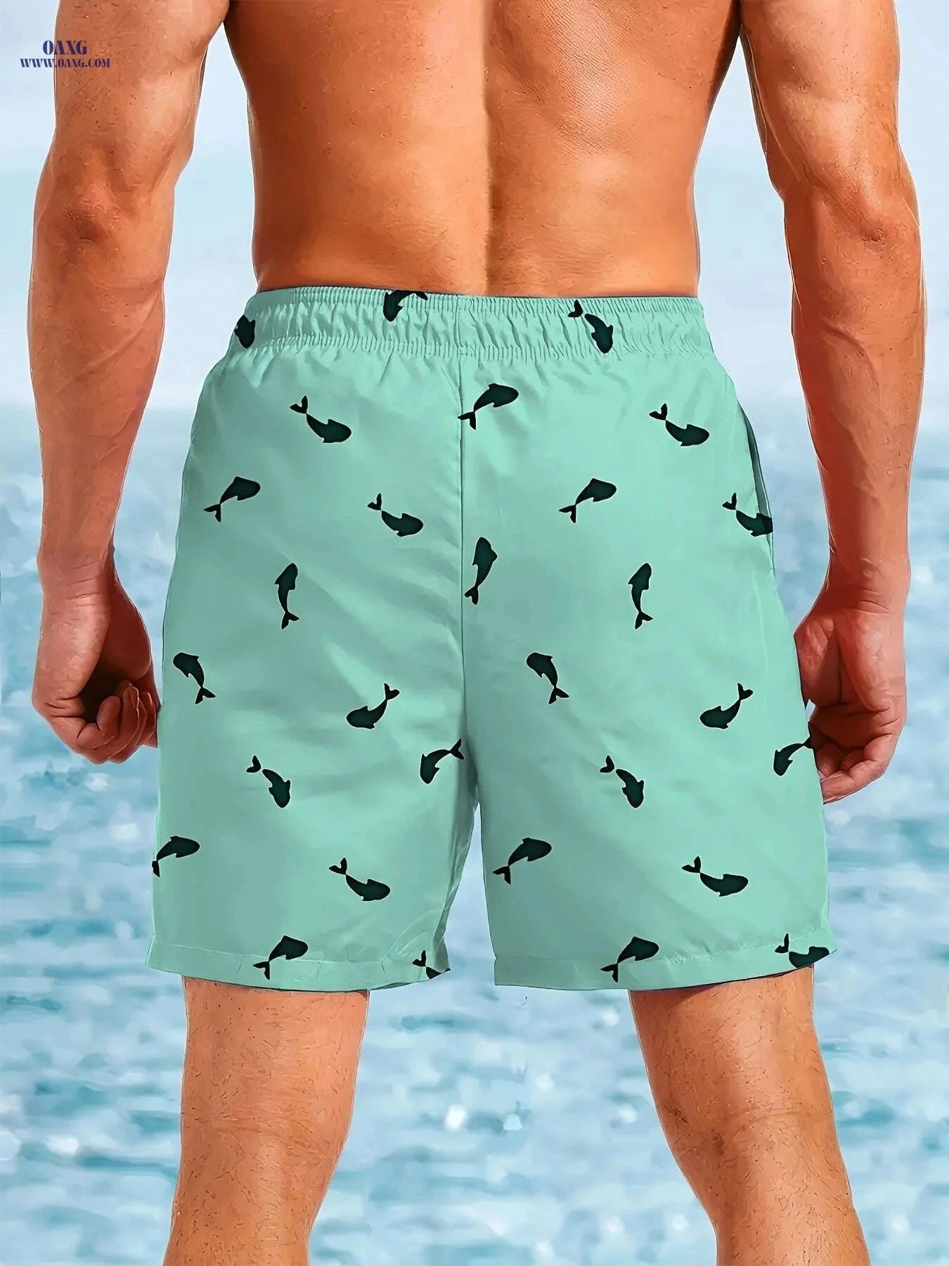 Men's Mint Green Swim Shorts - Quick-Dry, Adjustable Drawstring   OAXG Mixed Color / S