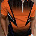 Men's Modern Lightweight Shirt - Geometric Pattern, Zipper Collar   OAXG PDDLLP19 / S