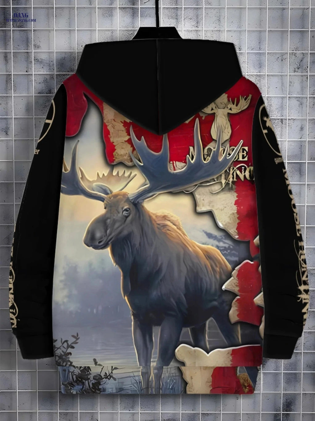 Men's Moose Print Zip-Up Sportswear Hoodie - Cozy & Casual Style   OAXG Multicolor / FR M