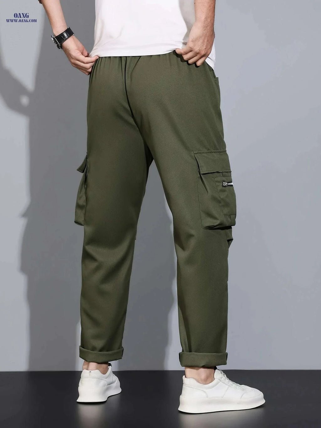 Men's Multi Flap Cargo Pants - Loose Fit for Hiking & Outdoor Fun   OAXG Black / S