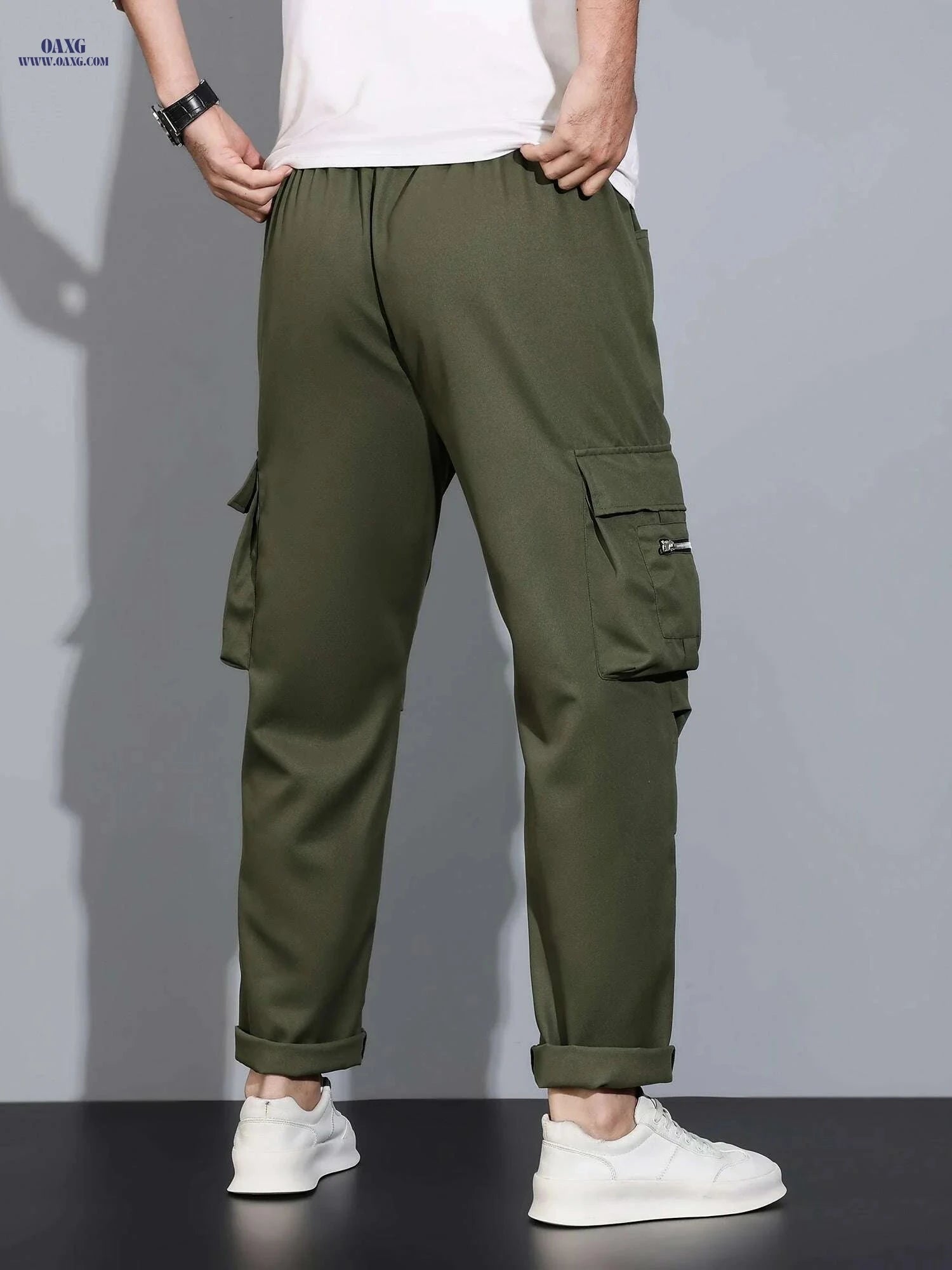 Men's Multi Flap Cargo Pants - Loose Fit for Hiking & Outdoor Fun   OAXG Black / S