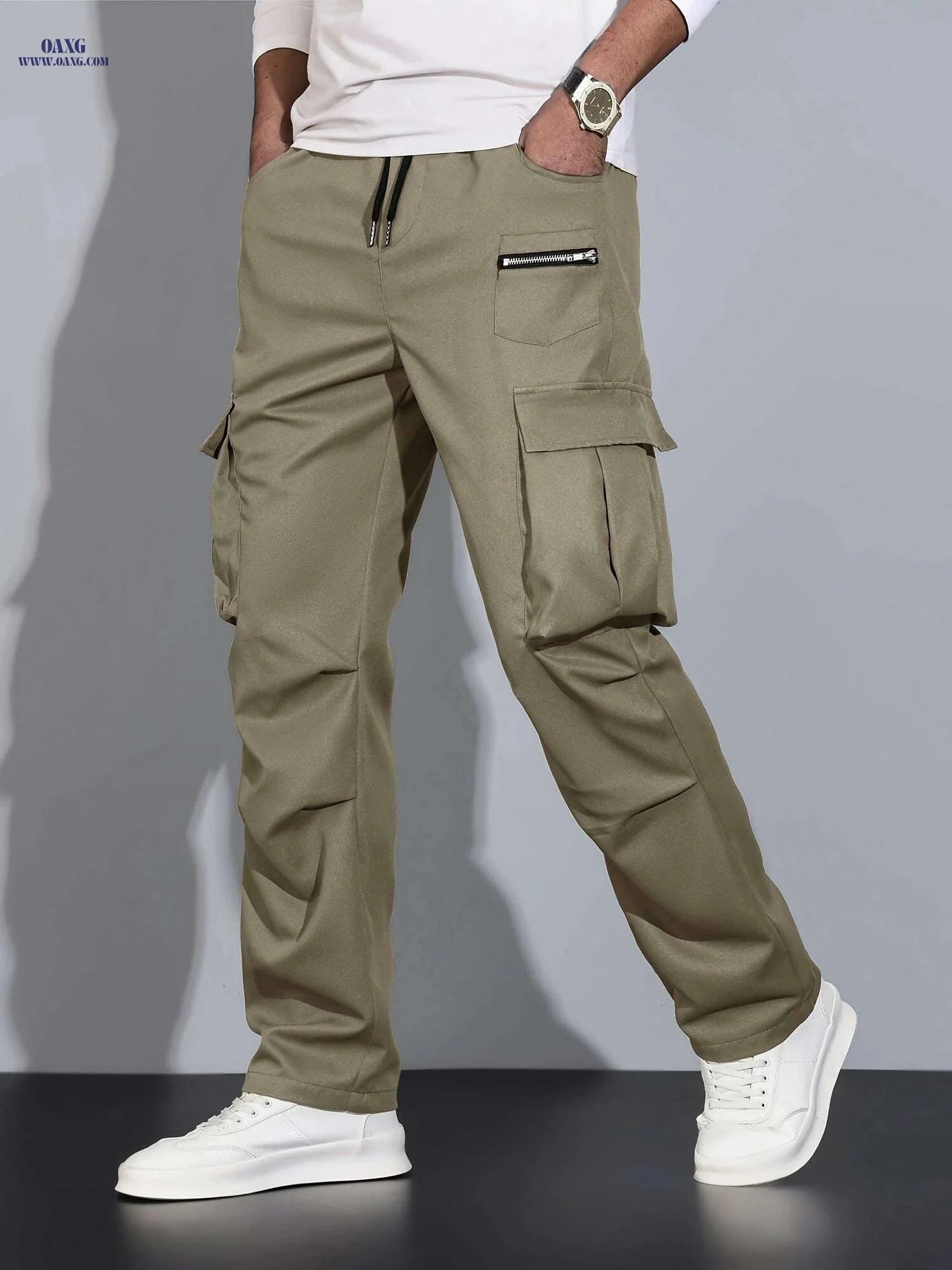 Men's Multi Flap Cargo Pants - Loose Fit for Hiking & Outdoor Fun   OAXG Black / S