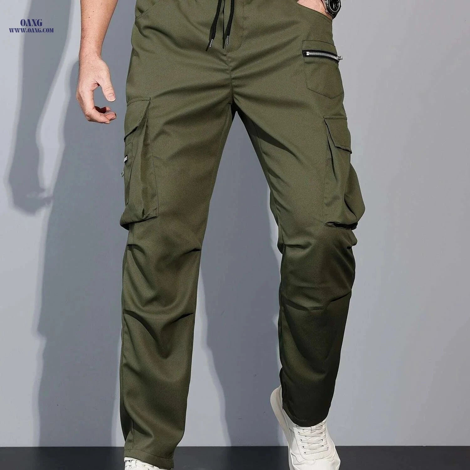 Men's Multi Flap Cargo Pants - Loose Fit for Hiking & Outdoor Fun   OAXG Black / S