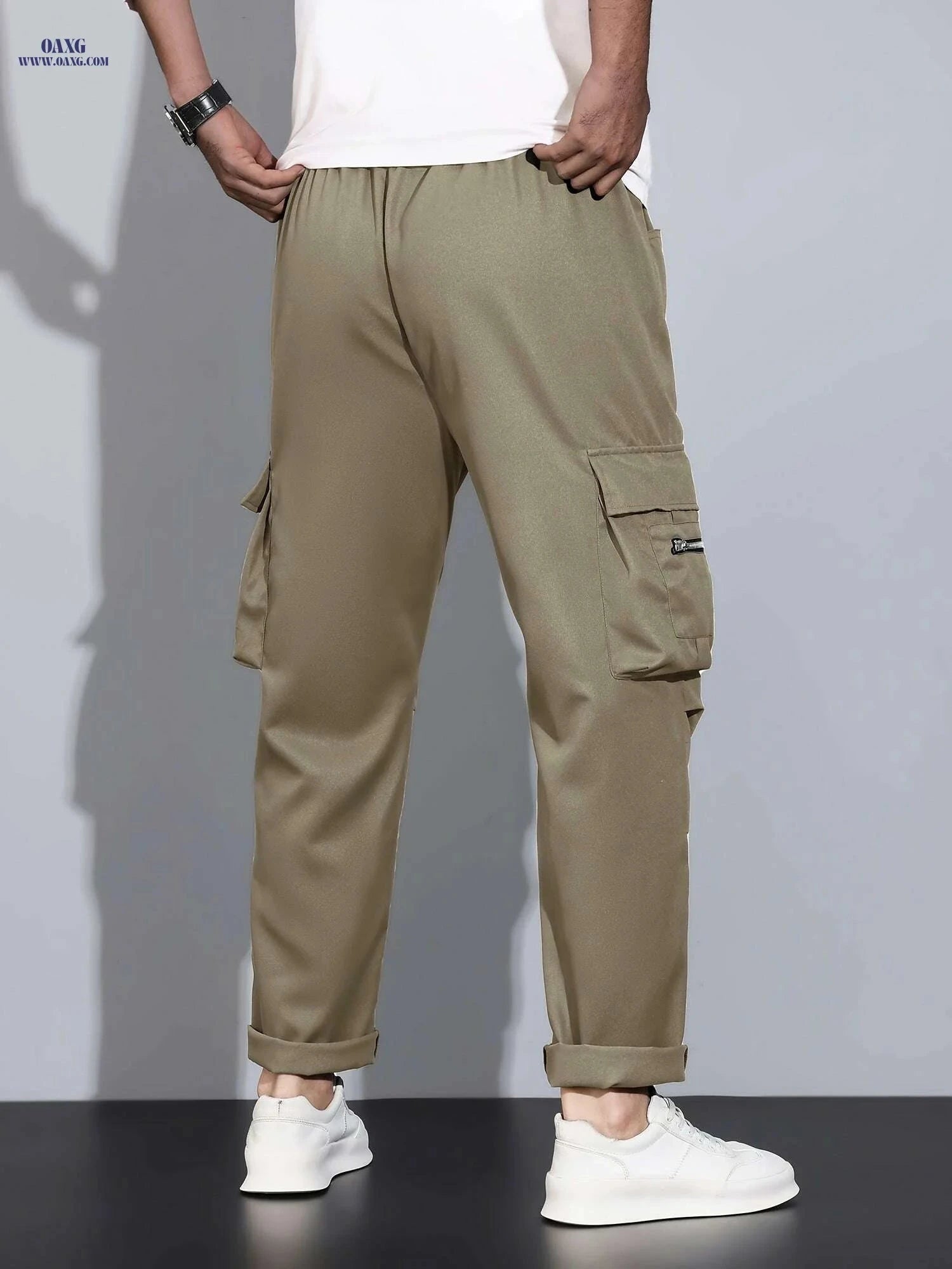 Men's Multi Flap Cargo Pants - Loose Fit for Hiking & Outdoor Fun   OAXG 