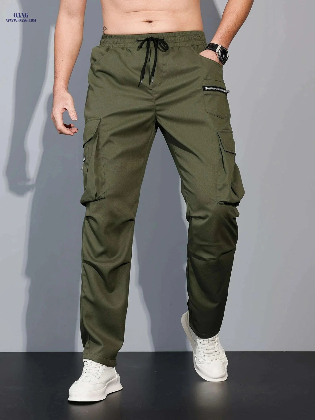 Men's Multi Flap Cargo Pants - Loose Fit for Hiking & Outdoor Fun   OAXG 