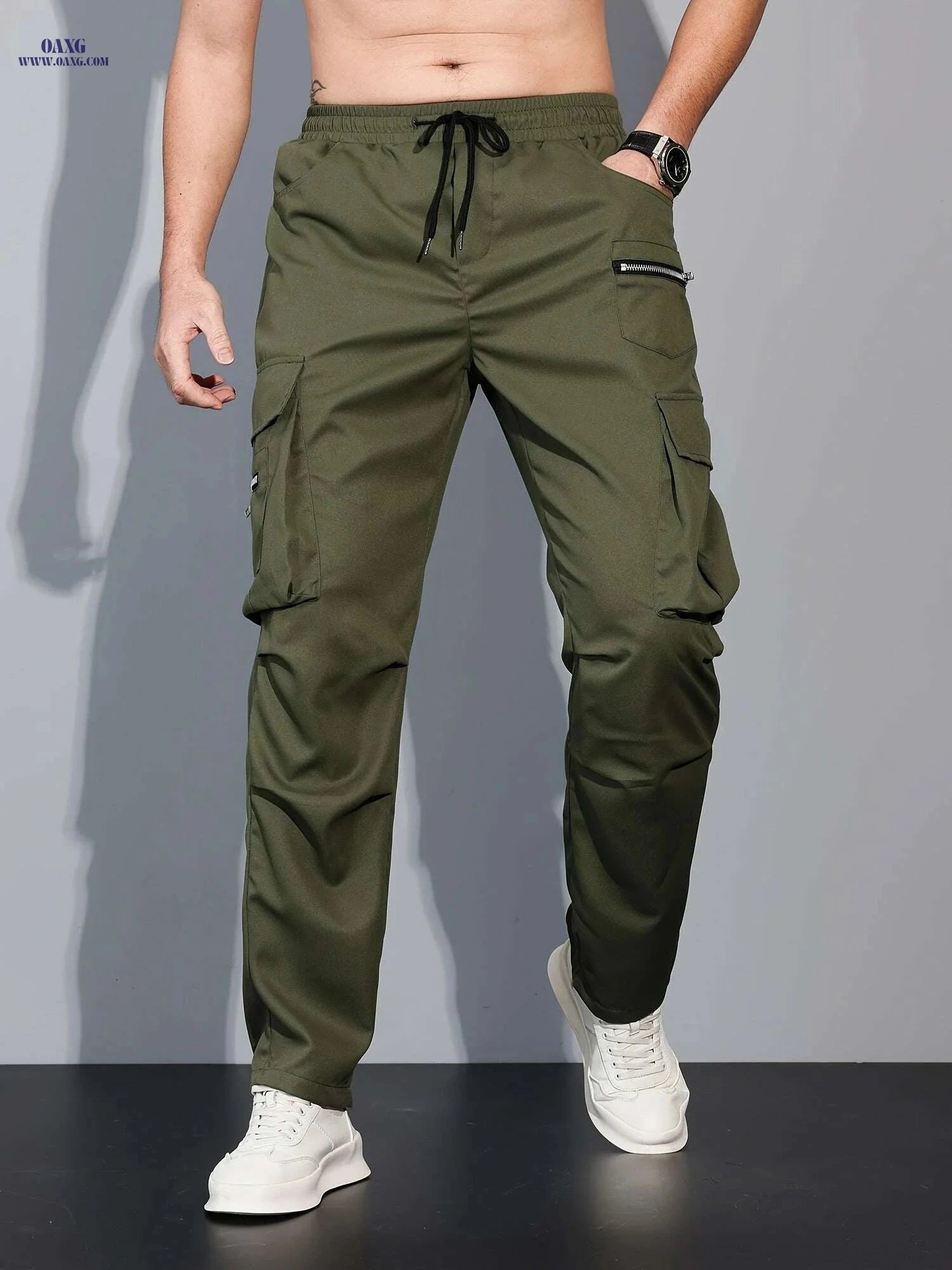 Men's Multi Flap Cargo Pants - Loose Fit for Hiking & Outdoor Fun   OAXG 