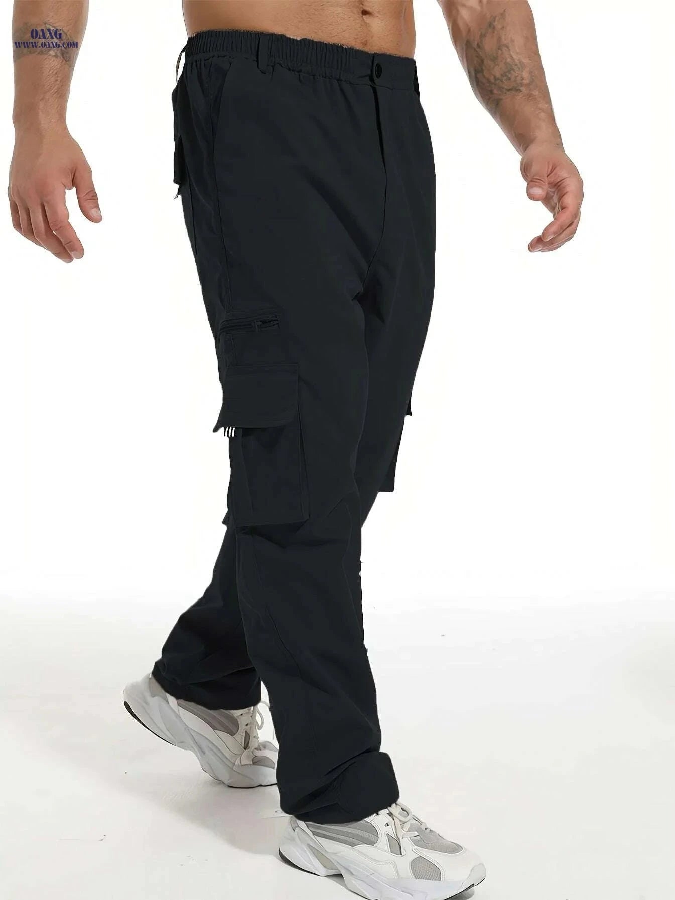 Men's Multi-Pocket Cargo Pants - Loose Fit for Outdoor Activities   OAXG 