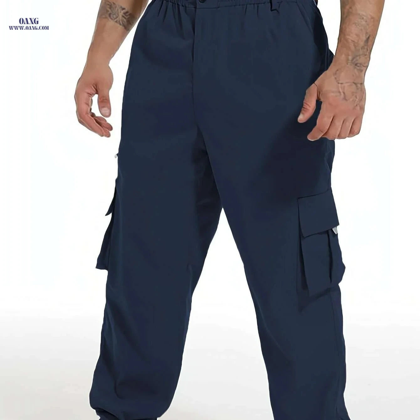 Men's Multi-Pocket Cargo Pants - Loose Fit for Outdoor Activities   OAXG 