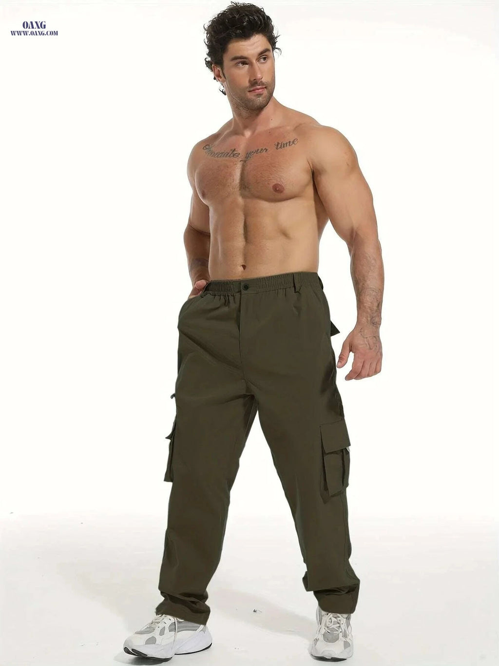 Men's Multi-Pocket Cargo Pants - Loose Fit for Outdoor Activities   OAXG Army Green / M