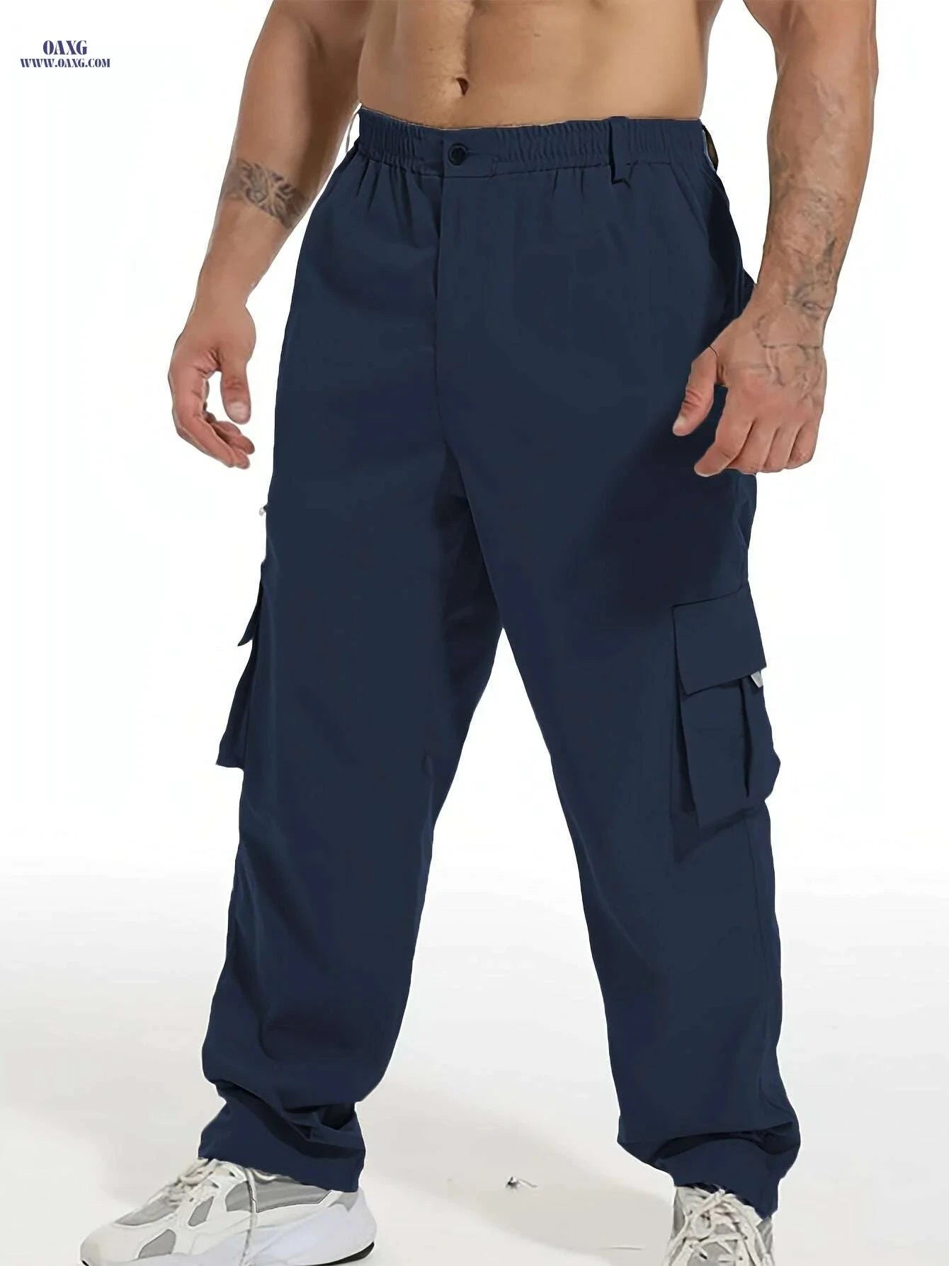 Men's Multi-Pocket Cargo Pants - Loose Fit for Outdoor Activities   OAXG Army Green / M