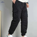 Men's Multi-Pocket Drawstring Cargo Pants - Casual Spring/Fall Style   OAXG Black / XS