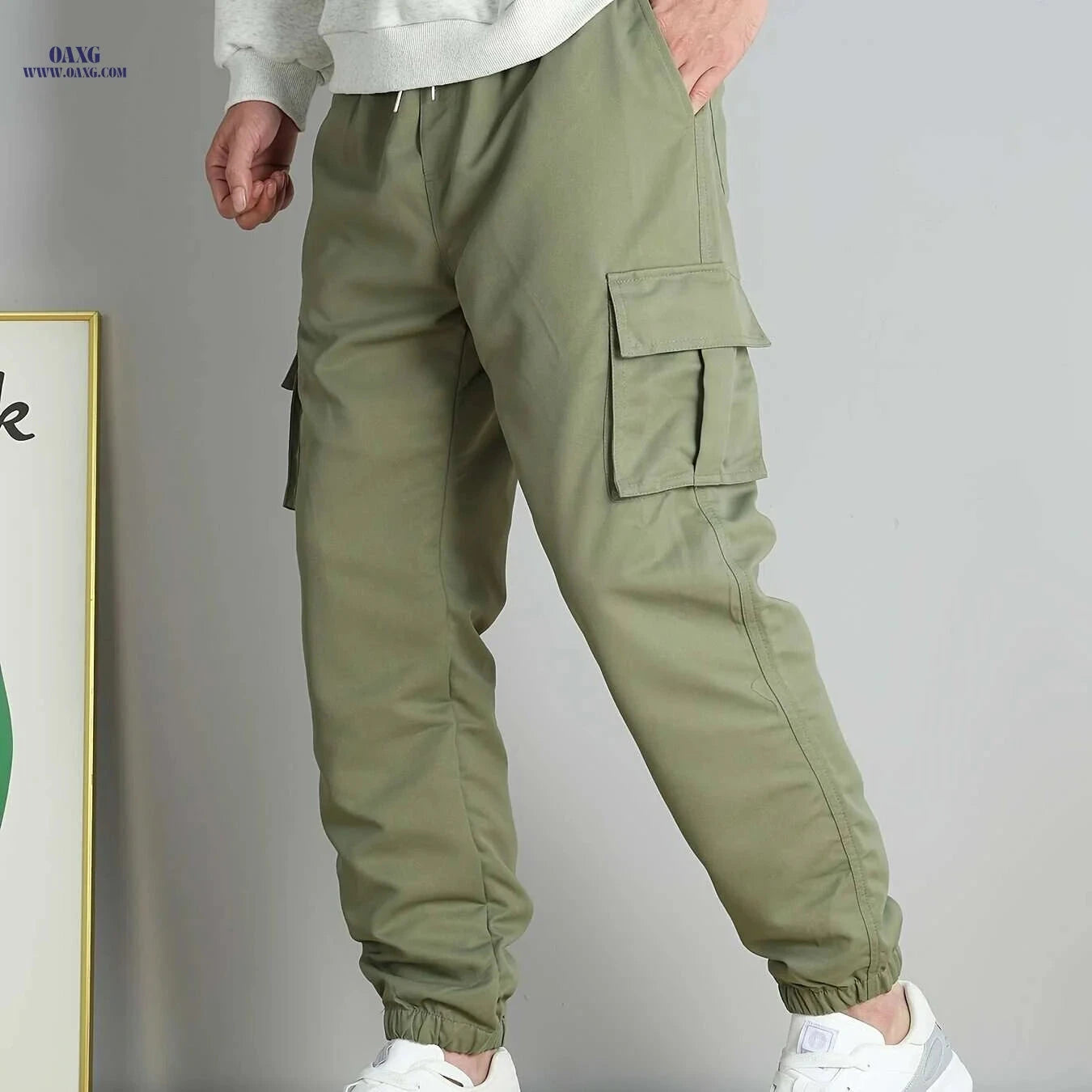 Men's Multi-Pocket Drawstring Cargo Pants - Casual Spring/Fall Style   OAXG Black / XS