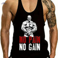 Men's Muscle Graphic Top - Sleeveless Gym Shirt, No Pain No Gain   OAXG Black / M