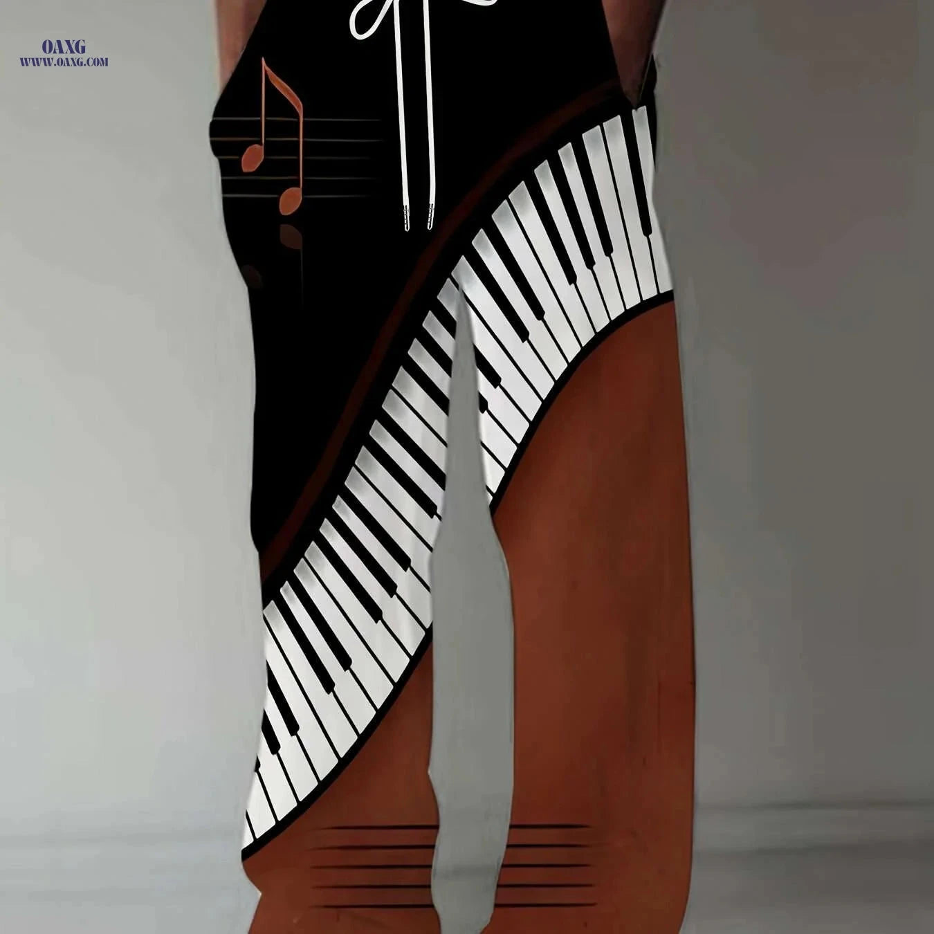Men's Music Notes Print Pants - Drawstring Casual Summer Style   OAXG 
