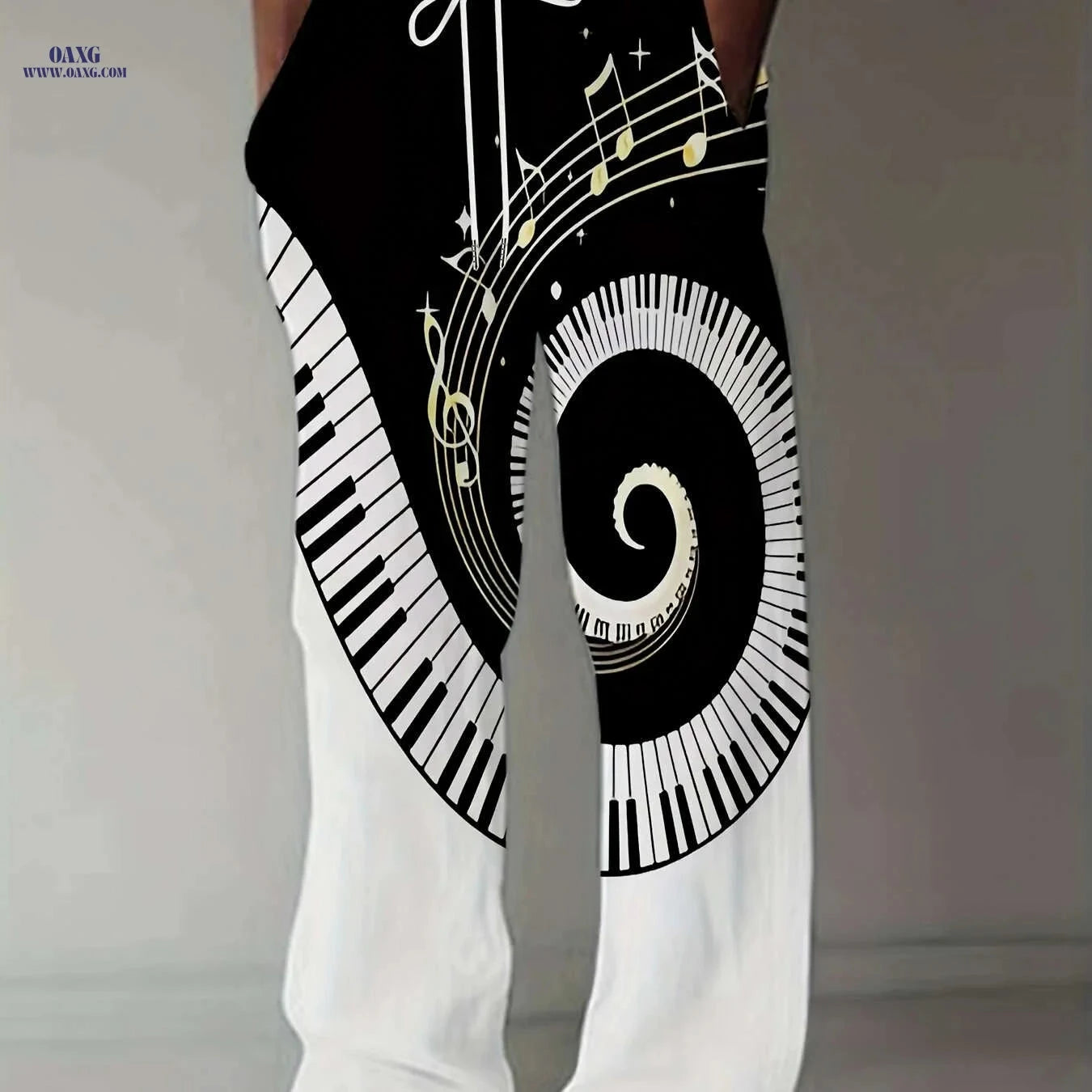 Men's Music Notes Print Pants - Drawstring Casual Summer Style   OAXG 
