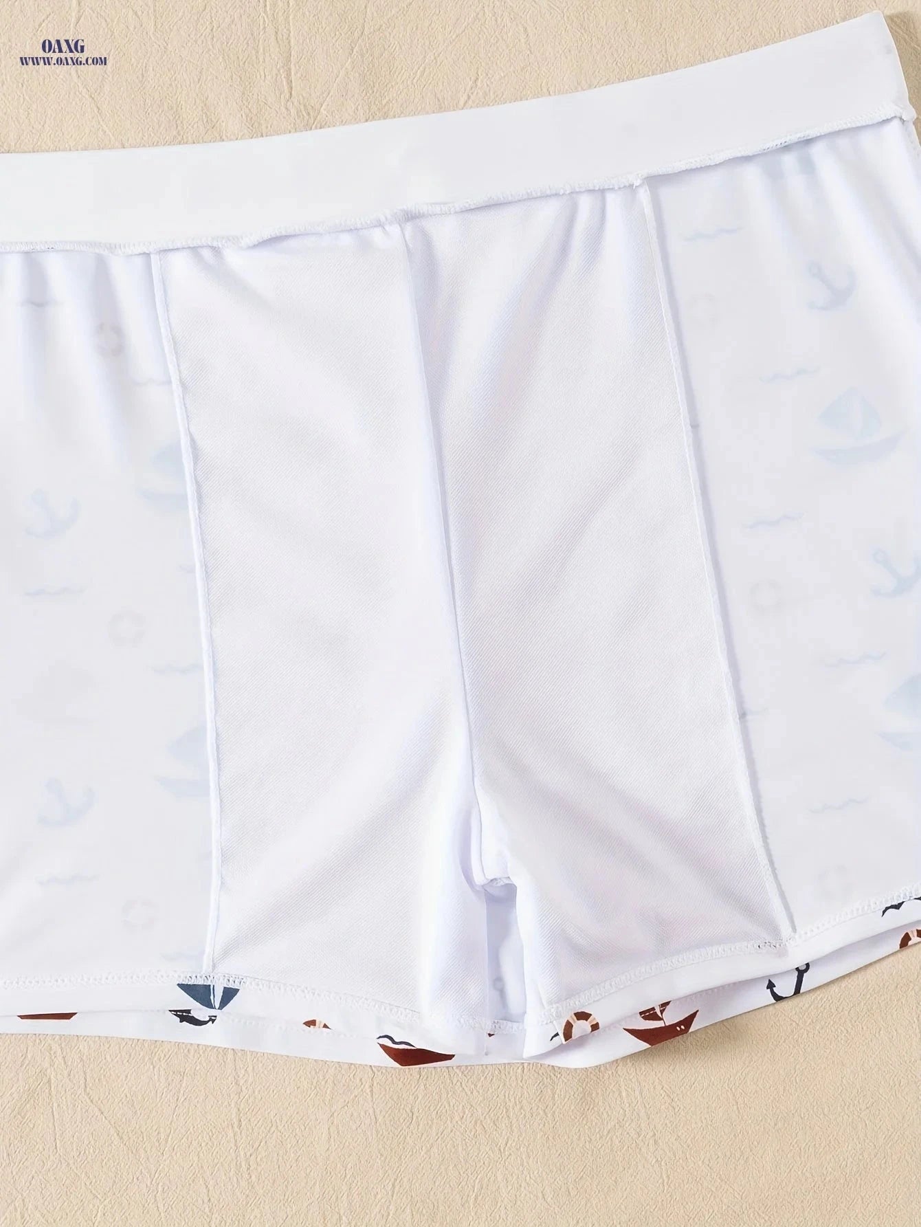 Men's Nautical Anchor Print Swim Trunks - Quick-Dry, Stretch Fabric   OAXG 