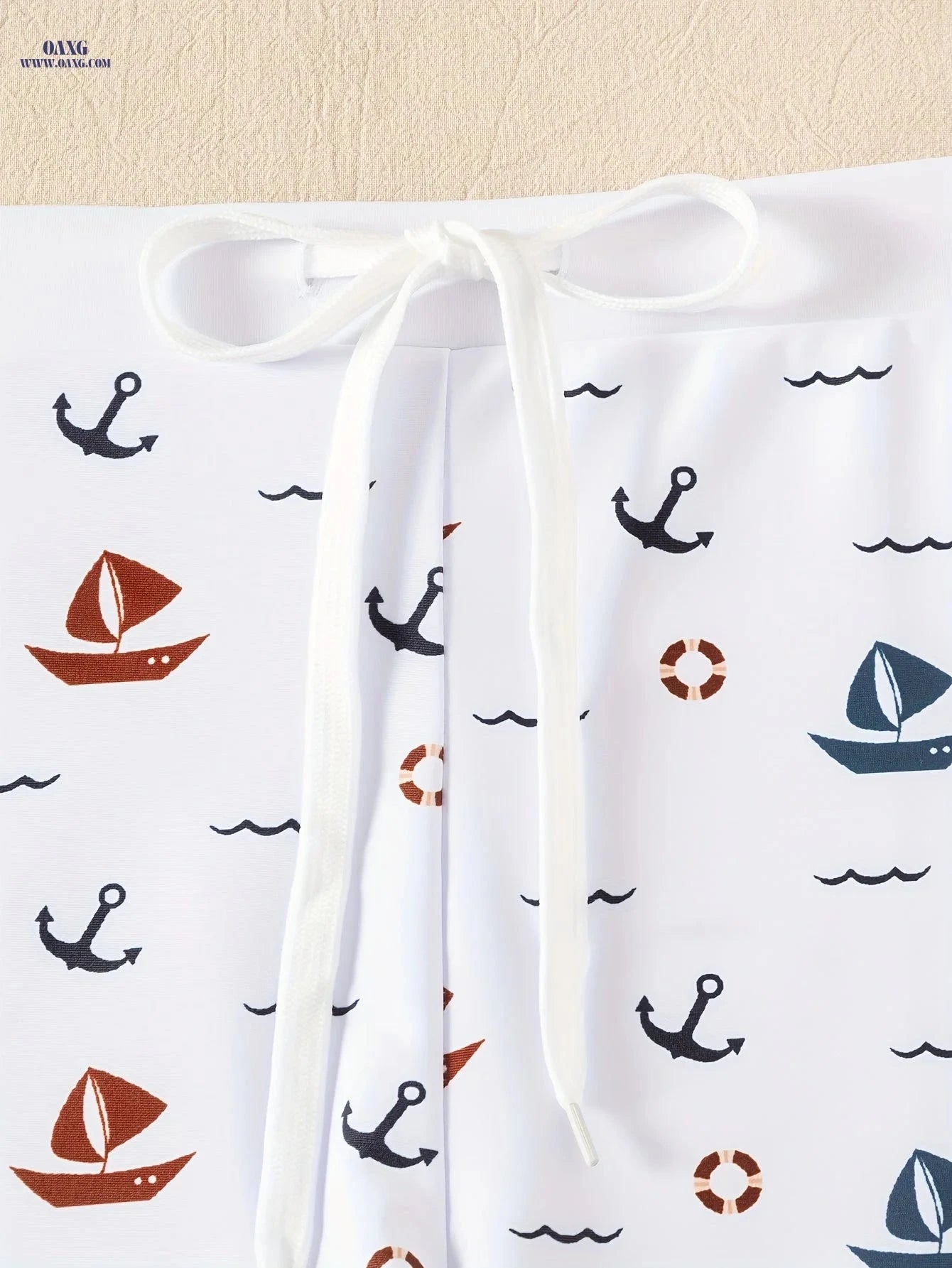 Men's Nautical Anchor Print Swim Trunks - Quick-Dry, Stretch Fabric   OAXG White / FR S