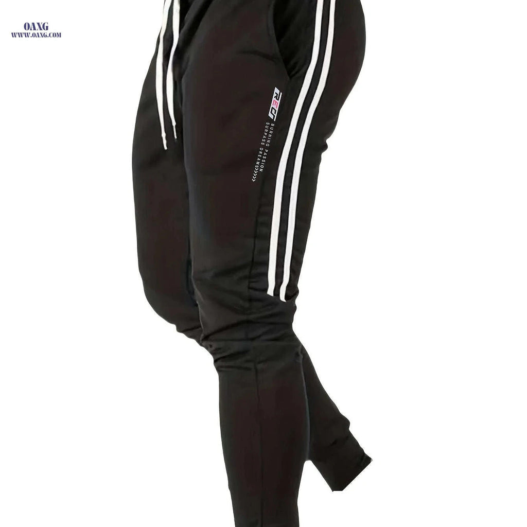 Men's Navy Blue Athletic Joggers - Casual Fitness Pants with Drawstring   OAXG Black / FR XS