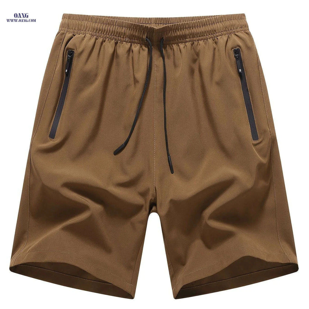Men's Navy Blue Summer Shorts - Loose-Fit, Elastic Waist Drawstring   OAXG Coffee color / XS