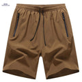 Men's Navy Blue Summer Shorts - Loose-Fit, Elastic Waist Drawstring   OAXG Coffee color / XS