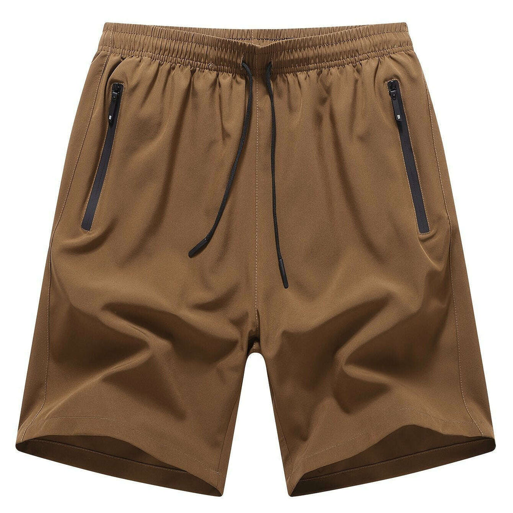 Men's Navy Blue Summer Shorts - Loose-Fit, Elastic Waist Drawstring   OAXG Coffee color / XS