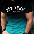 Men's New York 3D Printed T-Shirt - Casual Gradient Style Tee   OAXG Ocean Green / S