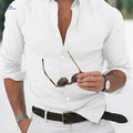 Men's No-Iron Long Sleeve Business Shirt - White Professional Workwear   OAXG 