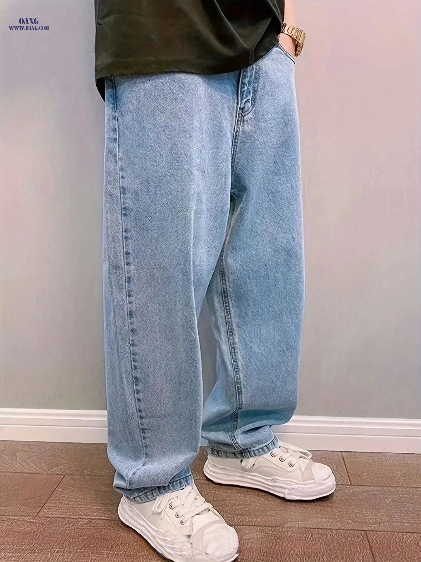 Men's Non-Stretch Loose Fit Jeans-like Pants - Casual Year-Round Wear   OAXG 