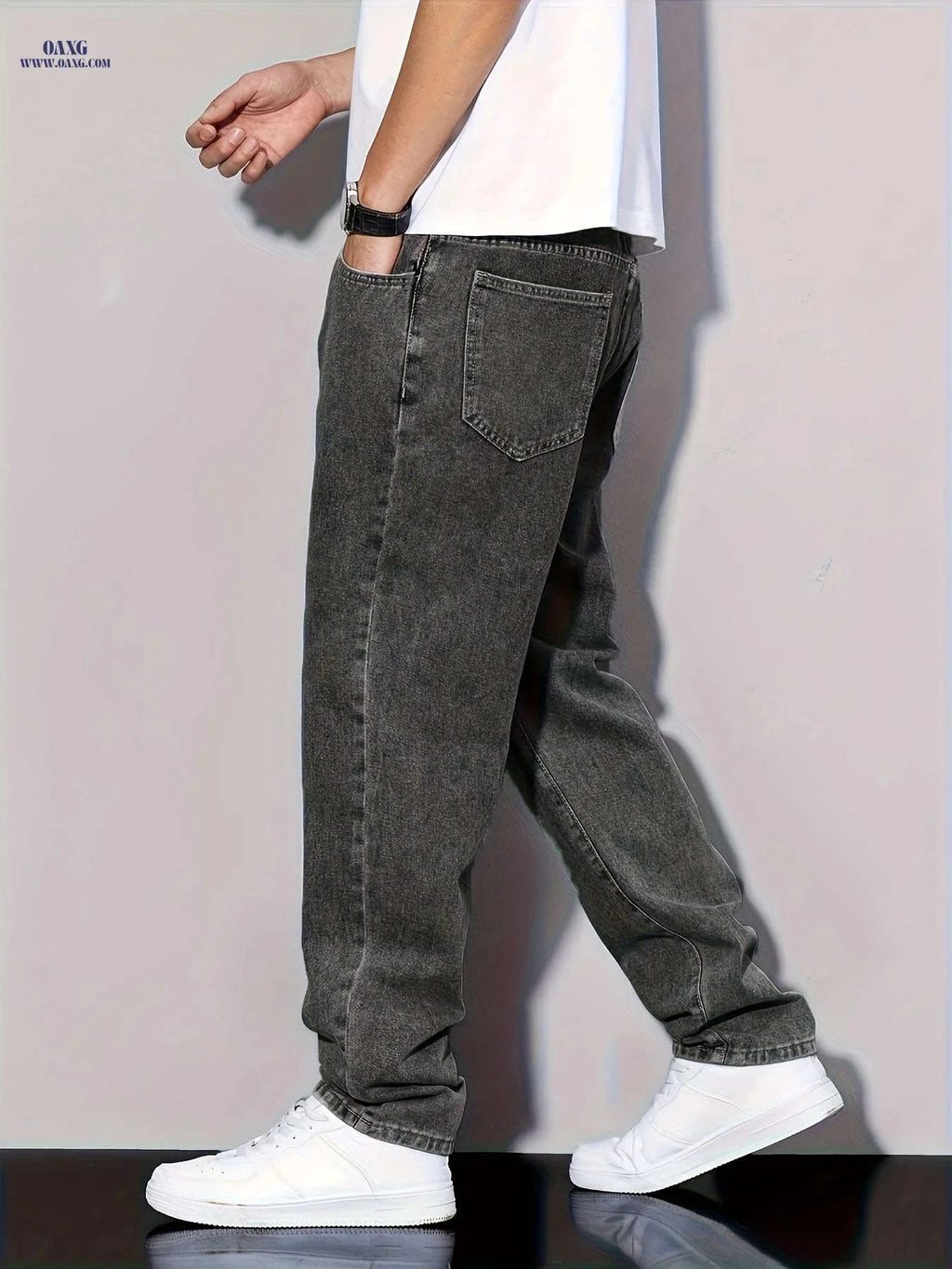 Men's Non-Stretchy Straight-Leg Jeans - All-Season Versatile Style   OAXG 