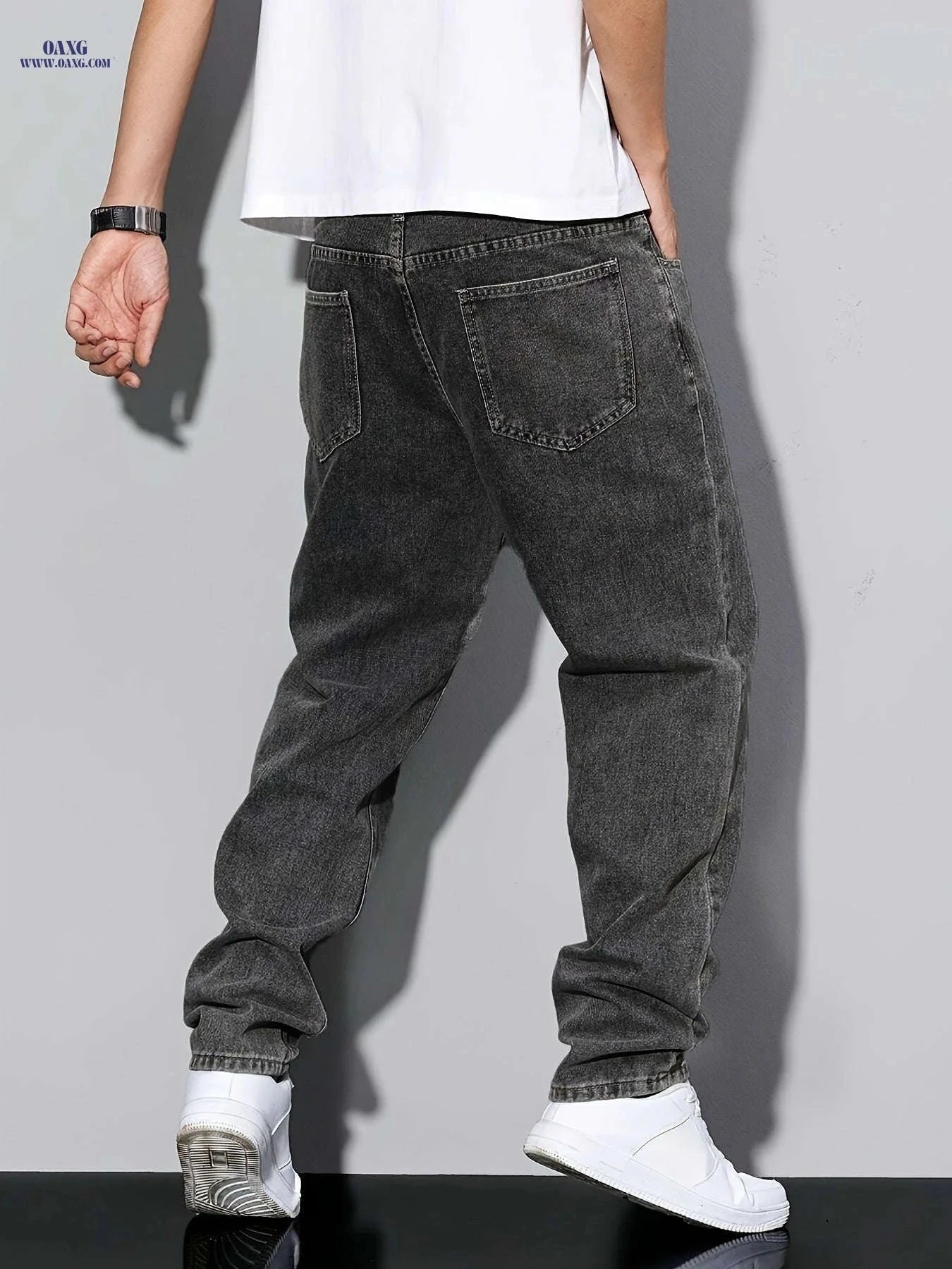 Men's Non-Stretchy Straight-Leg Jeans - All-Season Versatile Style   OAXG Grey / FR XXL