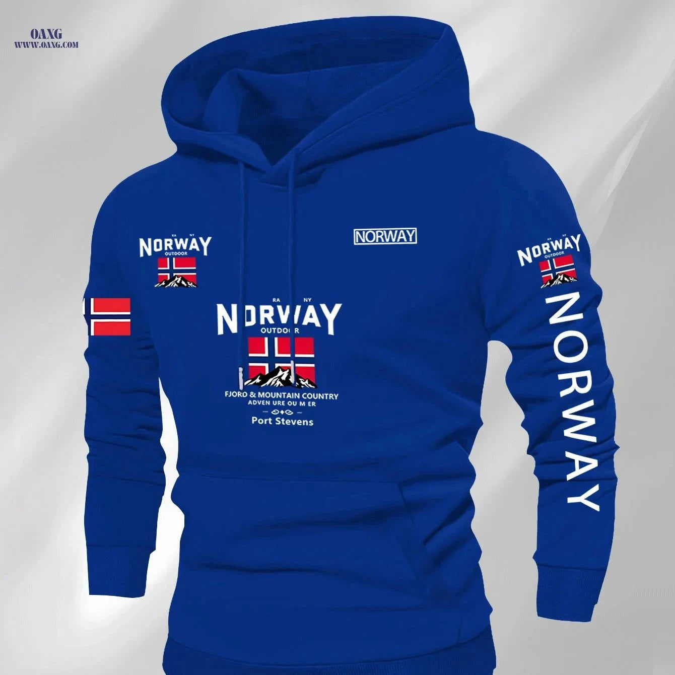 Men's Norwegian Flag Hooded Sweatshirt - Warm Casual Pullover   OAXG White / FR S