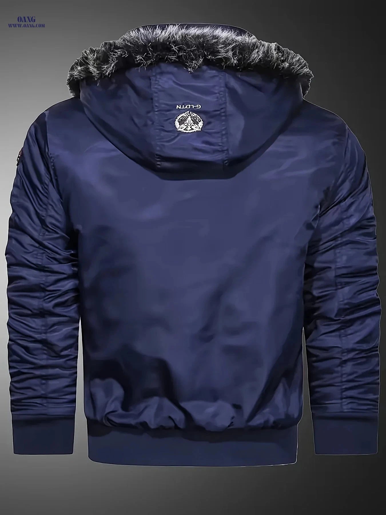 Men's Nylon Fleece-Lined Hooded Jacket - Casual, Removable Collar   OAXG 