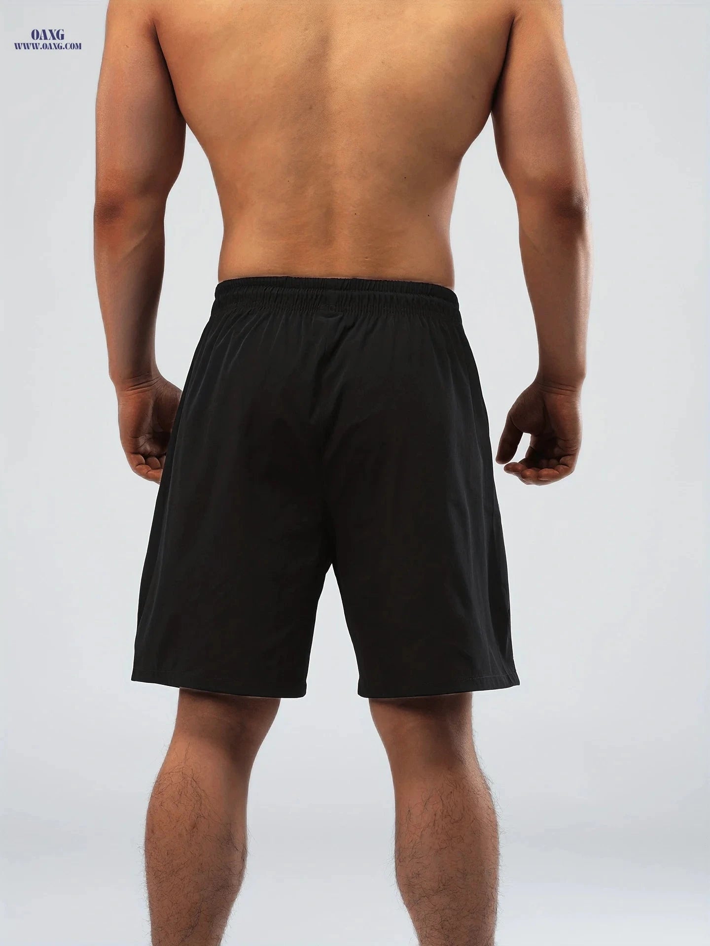 Men's Nylon Stretch Beach Shorts - Regular Fit, Solid Color Design   OAXG 