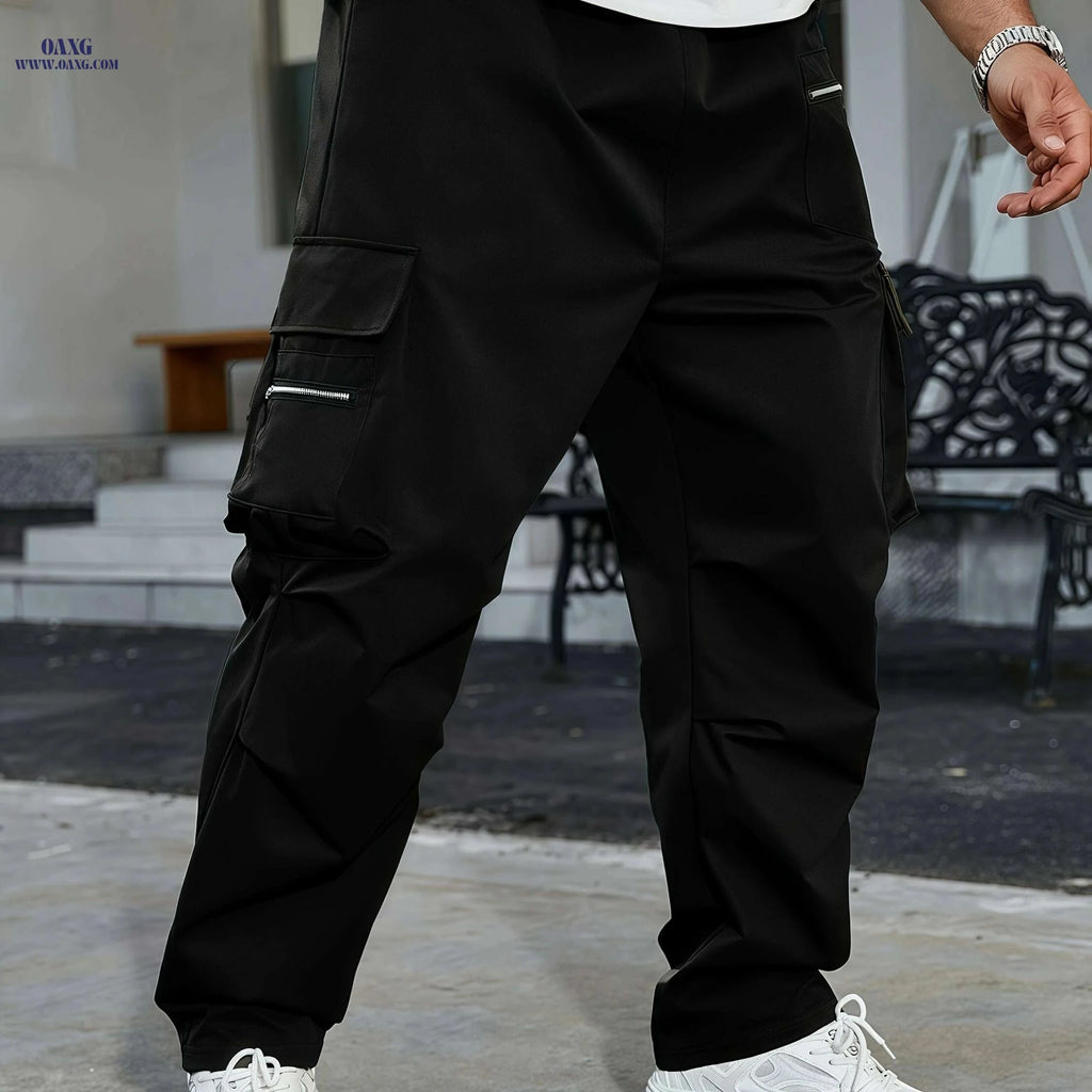 Men's Olive Green Cargo Pants - Heavy-Duty Utility & Drawstring Waist   OAXG 