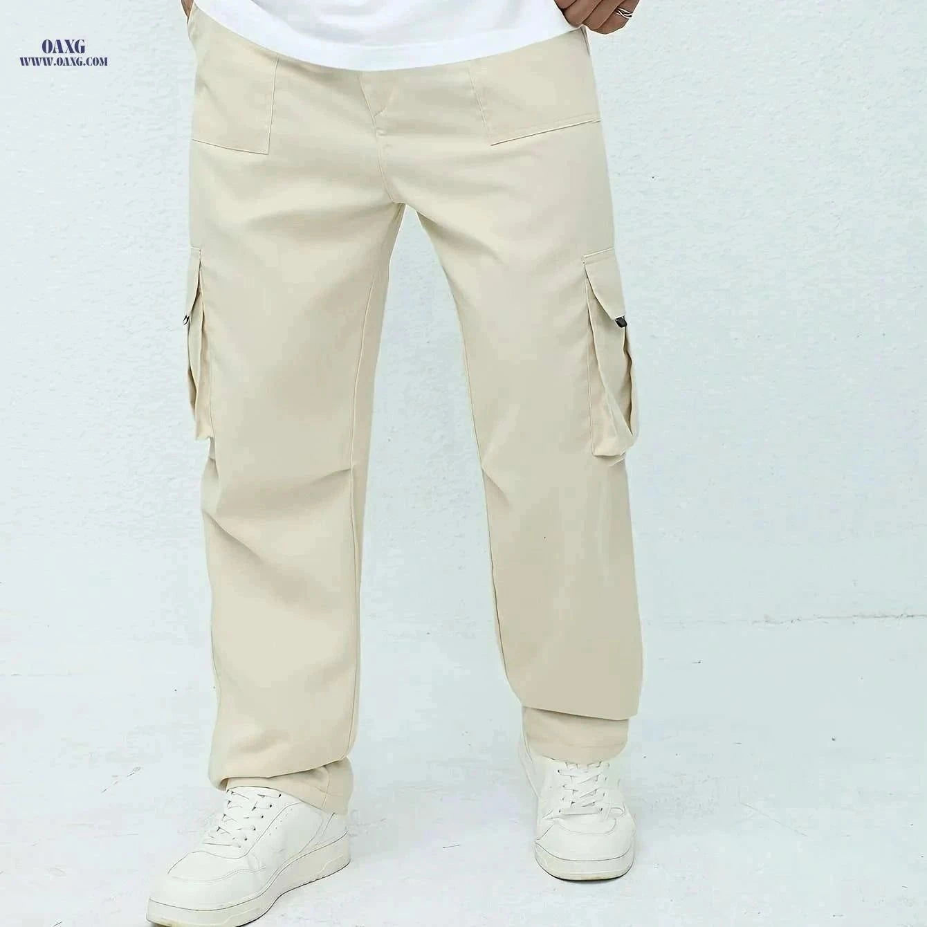 Men's Olive Green Cargo Pants - Lightweight, Relaxed Fit, Multiple Pockets   OAXG Black / M