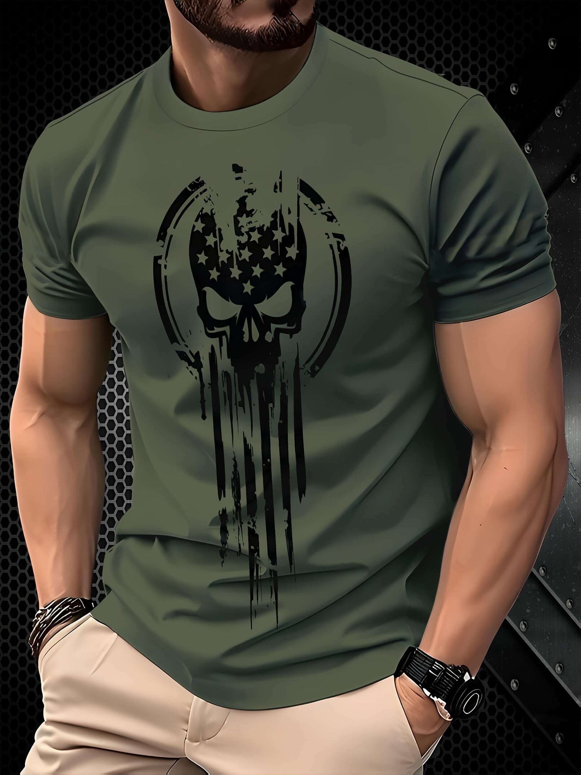men-s-olive-green-patriotic-skull-graphic-t-shirt-all-season-casual-wear-oaxg-F9Q