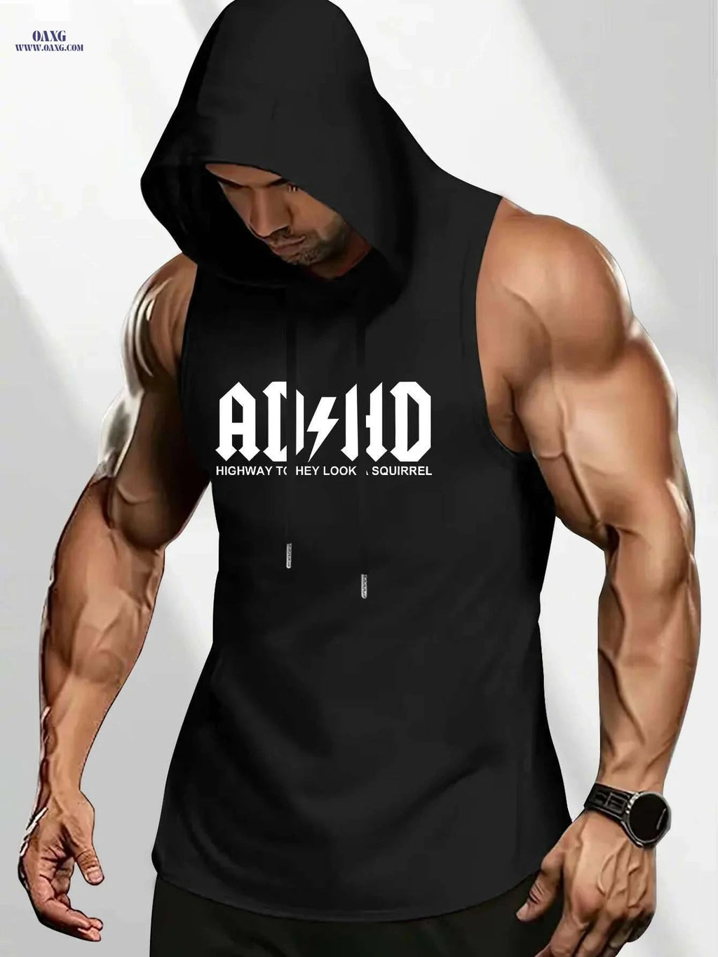 Men's Olive Green Sleeveless Hoodie - Breathable Gym & Casual Wear   OAXG 