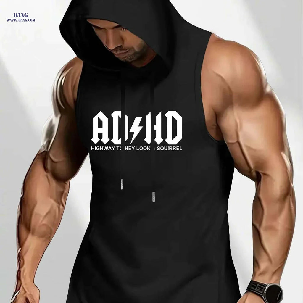 Men's Olive Green Sleeveless Hoodie - Breathable Gym & Casual Wear   OAXG Black / S