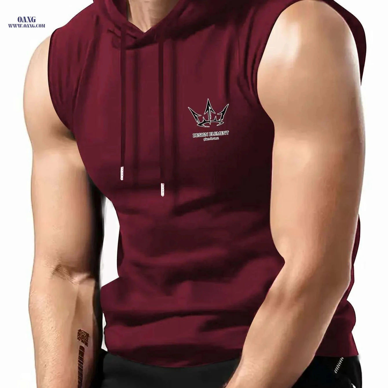 Men's Olive Green Sleeveless Hoodie - Casual Summer Gym Top   OAXG Black / S