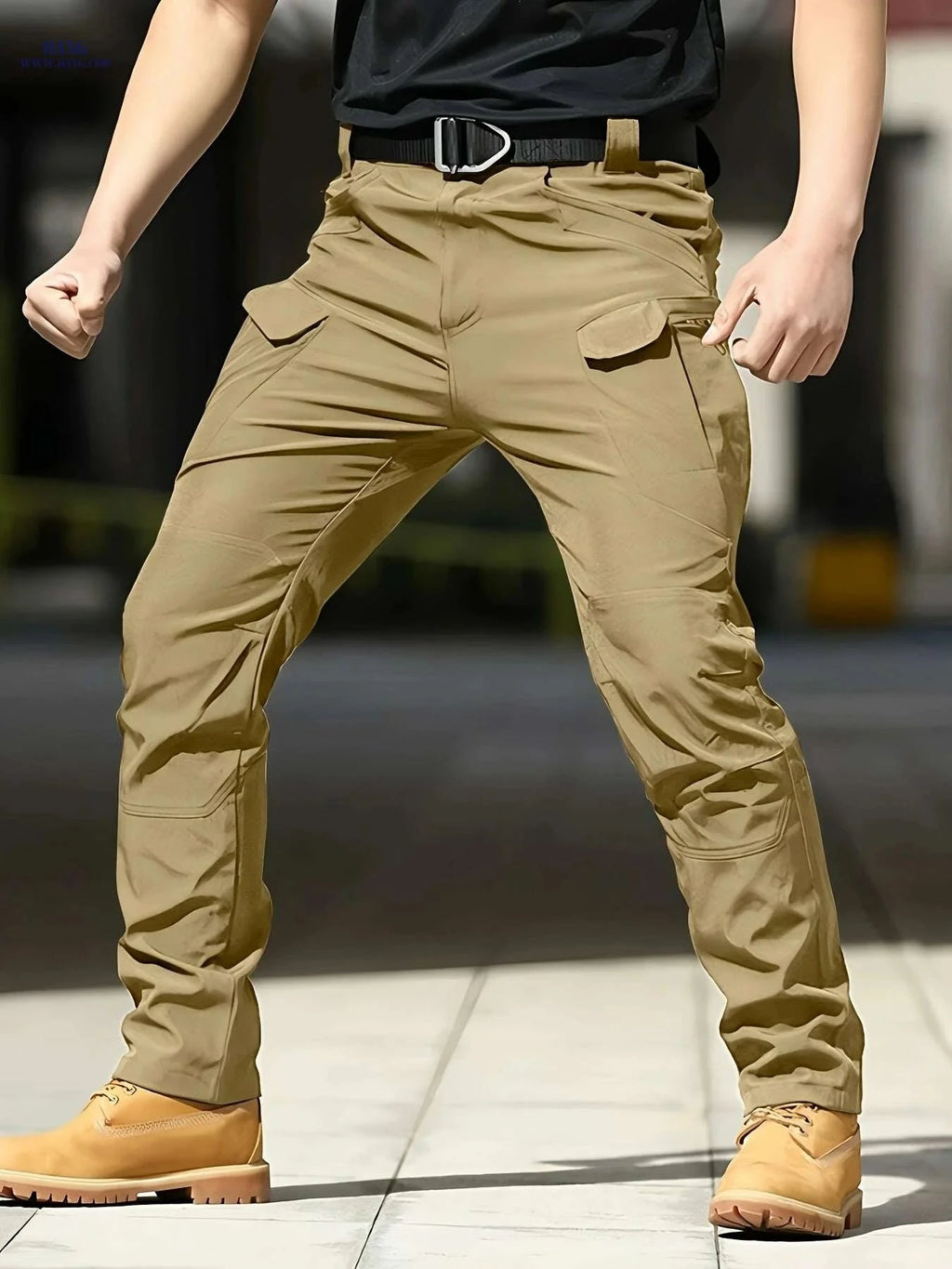 Men's Olive Green Tactical Cargo Pants - Multi-Pocket Design & Durable   OAXG Black / XS