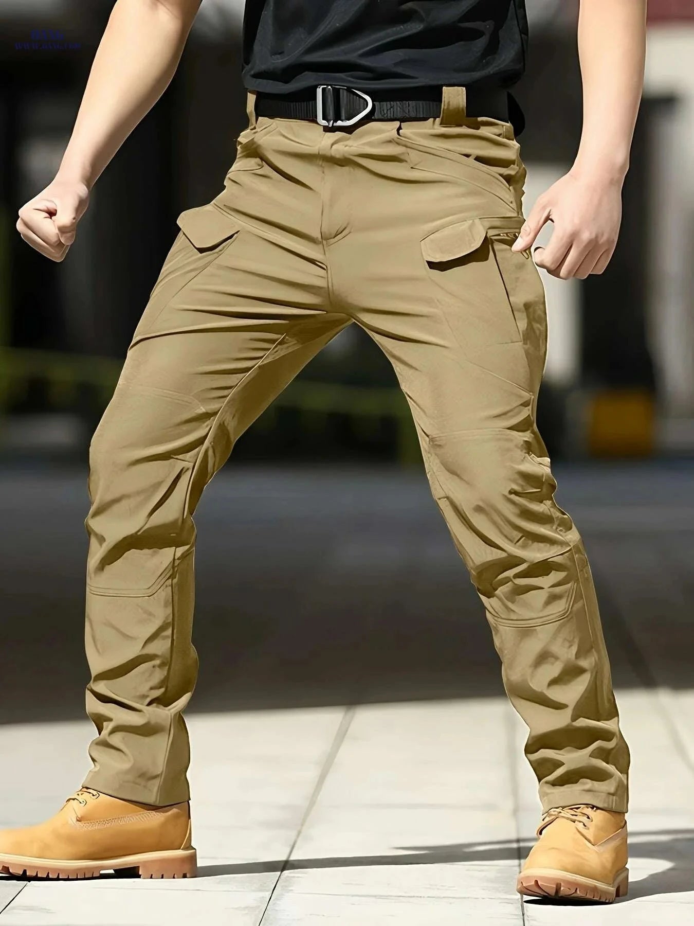 Men's Olive Green Tactical Cargo Pants - Multi-Pocket Design & Durable   OAXG Black / XS