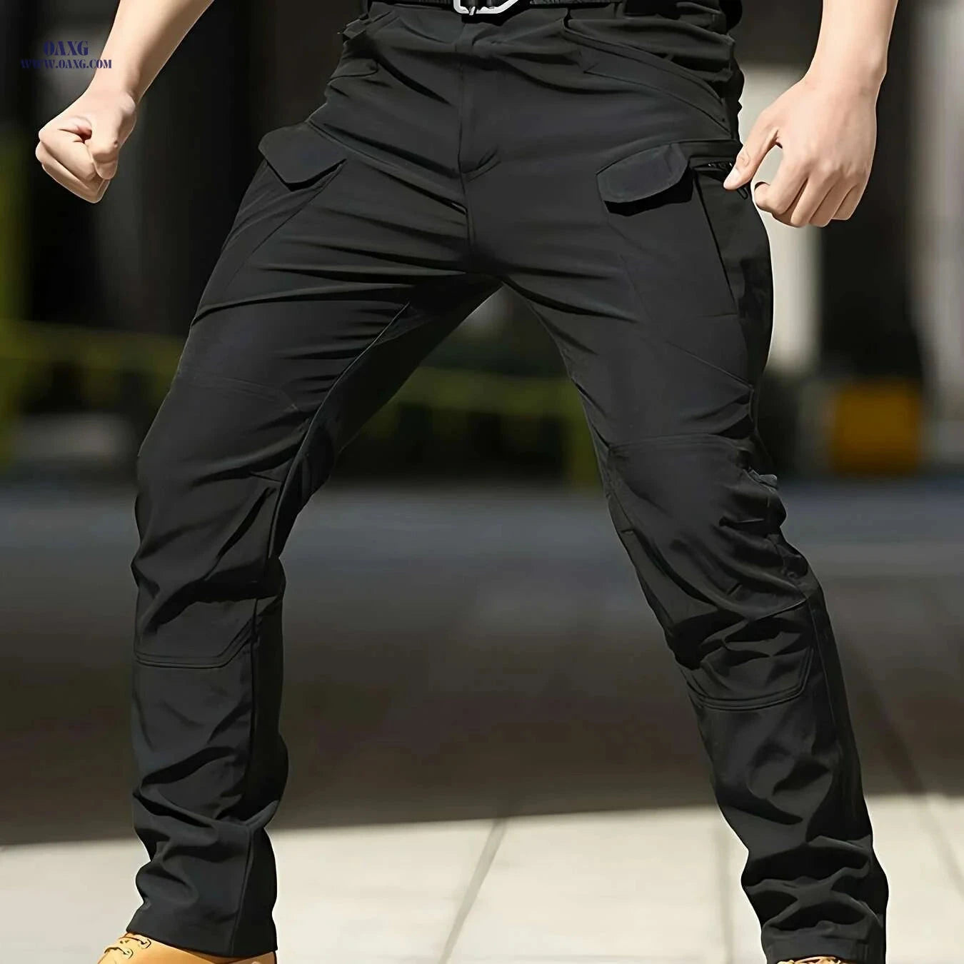 Men's Olive Green Tactical Cargo Pants - Multi-Pocket Design & Durable   OAXG Black / XS